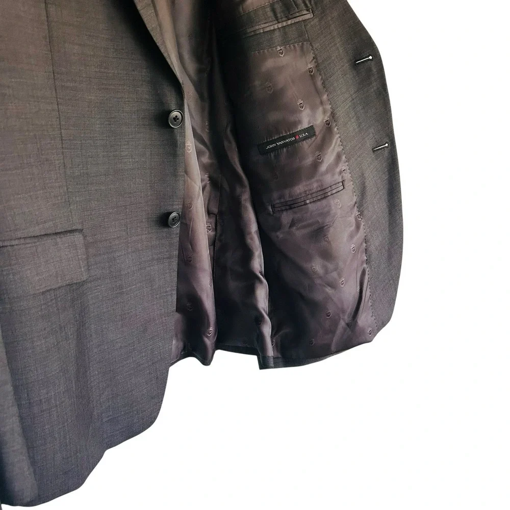 John Varvatos USA 44R Charcoal Gray Wool Blend Sport Coat Blazer 2 Button Vented